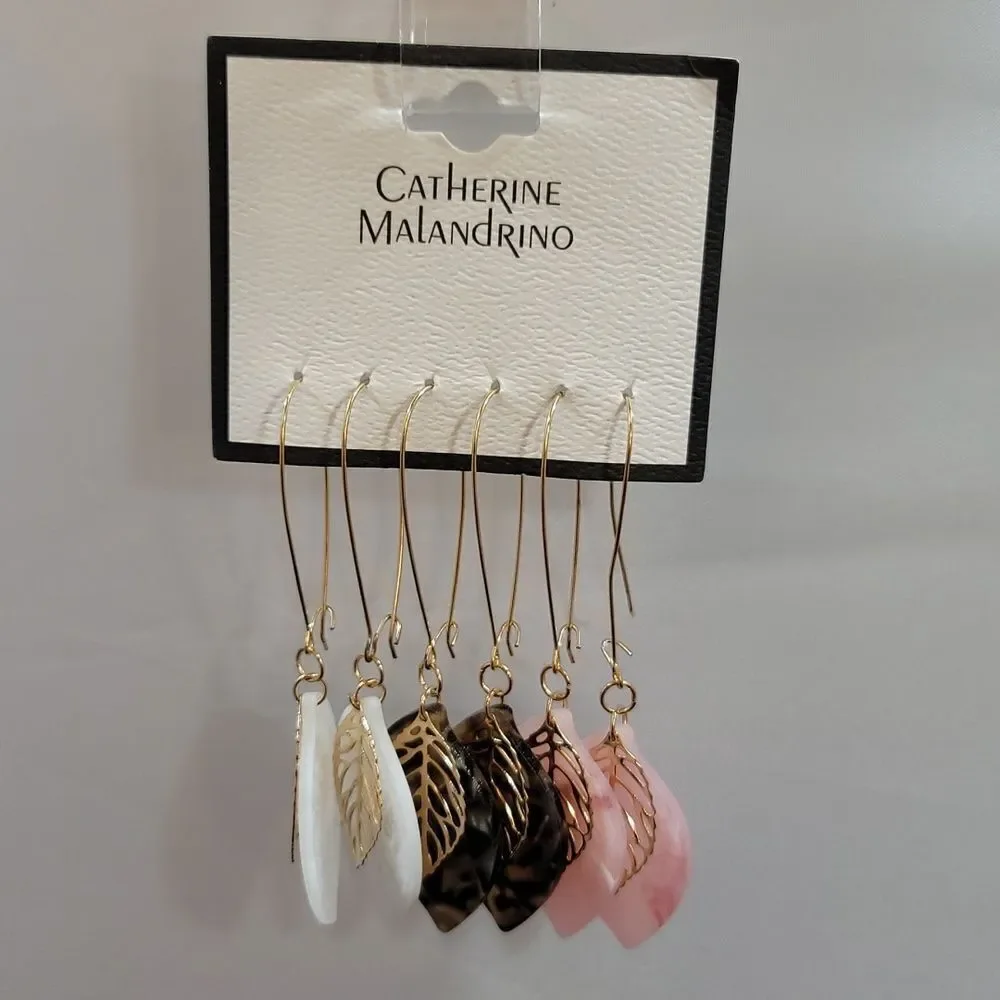 BRAND NEW CATHERINE MALANDRINO 3-PACK EARRINGS PAIRED ON KIDNEY WIRES